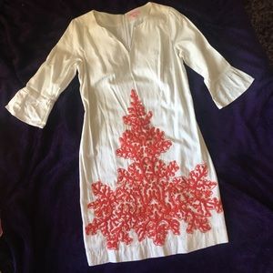 EUC Lilly Pulitzer White with beaded coral dress